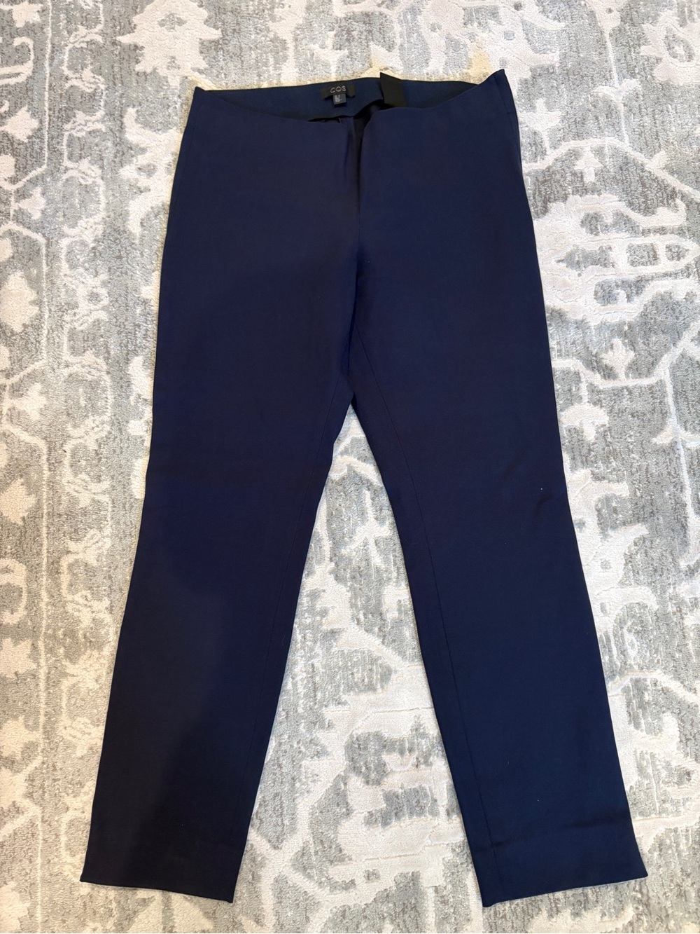 COS Navy Stretch women’s Cropped Pants with Zip Details US 12